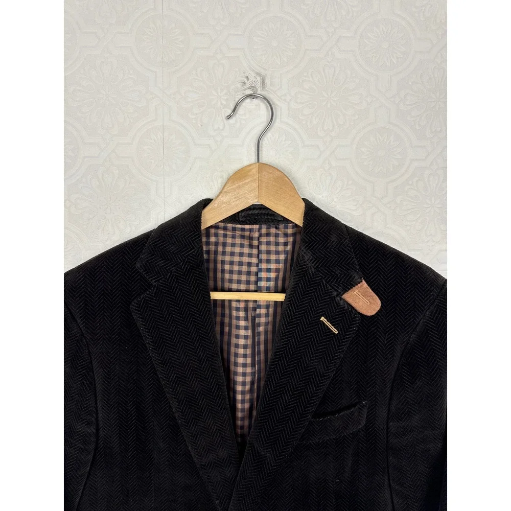 Custom Made Chocolate Brown Wool Sport Coat Suit Jacket Elbow Patches 42 Short